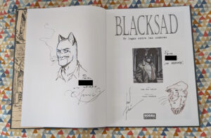 Firma del guionista y del dibujante de Blacksad en la Feria del Cómic de Madrid.